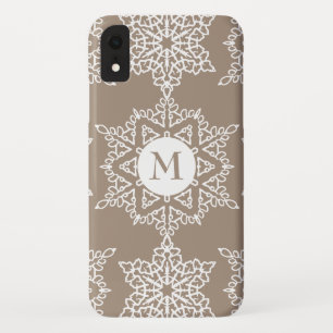 Gouden Toon Sneeuwvlokken Kerstmis Monogram Case-Mate iPhone Case
