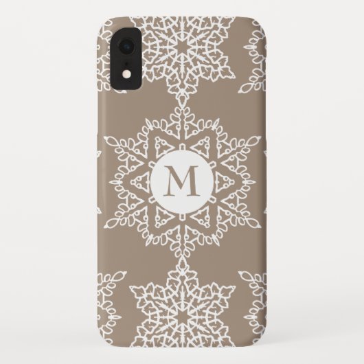 Gouden Toon Sneeuwvlokken Kerstmis Monogram Case-Mate iPhone Case (Achterkant)