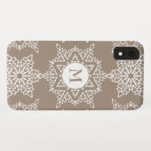 Gouden Toon Sneeuwvlokken Kerstmis Monogram Case-Mate iPhone Case (Achterkant (horizontaal))