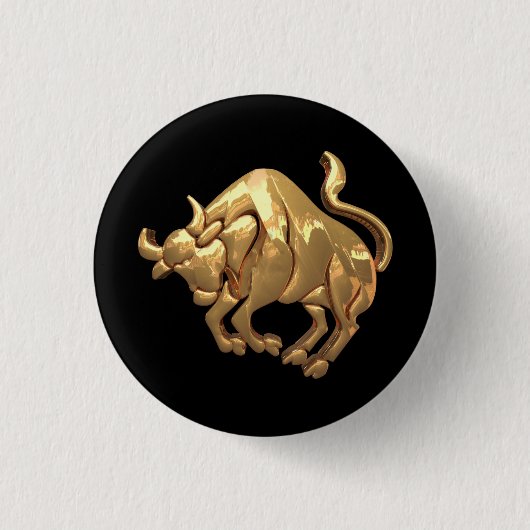 Gouden Toon Taurus Zodiac teken Bull symbool Ronde Button 3,2 Cm (Voorkant)