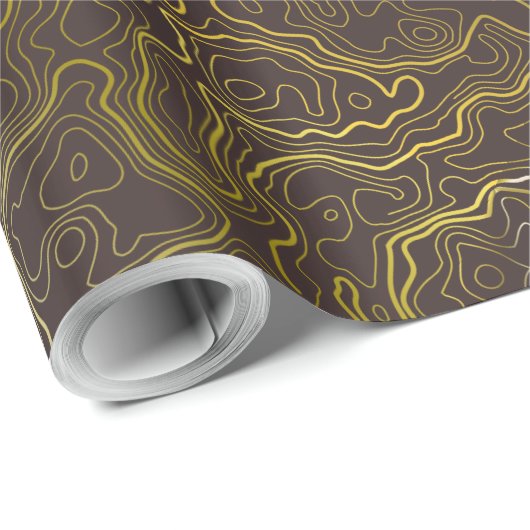 Gouden Topografie Inpakpapier (Rol Hoek)