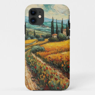 Gouden Toscaanse wilde bloemen platteland landscha Case-Mate iPhone Case