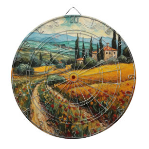 Gouden Toscaanse wilde bloemen platteland landscha Dartbord