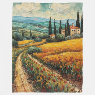 Gouden Toscaanse wilde bloemen platteland landscha Fleece Deken