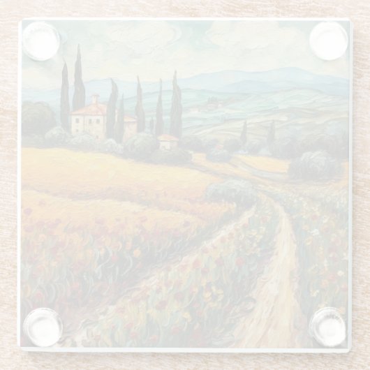 Gouden Toscane Dromen Glazen Onderzetter (Achterkant)