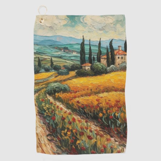 Gouden Toscane Dromen Golfhanddoek (Voorkant)