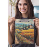Gouden Toscane Dromen Klembord<br><div class="desc">Breng de romance van het Italiaanse platteland naar uw werkruimte met deze Golden Toscane Dreams Clipboard, met een prachtig beschilderd landschap geïnspireerd op de gouden heuvels en wijngaarden van Toscane. De op Van Gogh geïnspireerde penseelstreken geven je dagelijkse taken een artistiek tintje, terwijl de stevige constructie je papieren veilig houdt....</div>