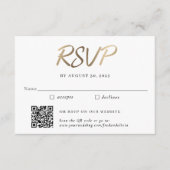 Gouden traditionele en QR-code bruiloft RSVP Informatiekaartje (Voorkant)