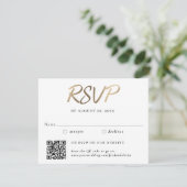 Gouden traditionele en QR-code trouw-RSVD RSVP Kaartje (Staand voorkant)