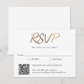 Gouden traditionele en QR-code trouw-RSVD RSVP Kaartje (Voorkant / Achterkant)