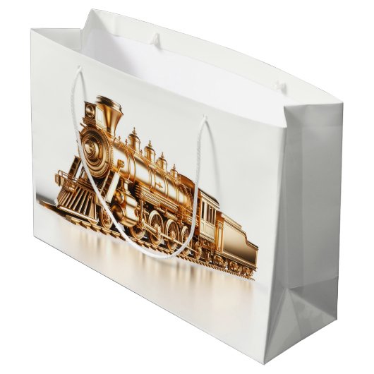 Gouden Trein Gift Bag Groot Cadeauzakje (Achterkant Gekanteld)