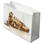 Gouden Trein Gift Bag Groot Cadeauzakje (Voorkant Gekanteld)
