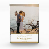 Gouden Trendy Moderne Verlovings Koppel Fotoblok (Voorkant)