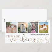 Gouden trendy nieuwjaarsgroet fotocollage feestdagenkaart (Voorkant / Achterkant)