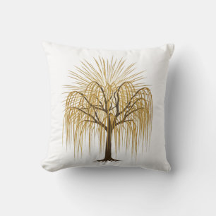 Gouden Treurwilg Boom Illustratie Kussen
