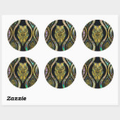 Gouden Tribal Uil op Boho Abalone Patroon Ronde Sticker (Vel)