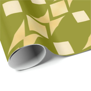Gouden Tribale Diamanten Diagonale Strepen Olijfgr Cadeaupapier