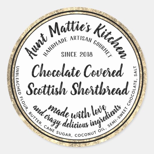 Gouden Trim Artisan Gourmet Ingrediënten Etiket (Voorkant)