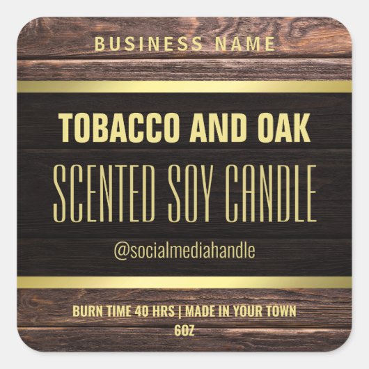 Gouden Trim Houten Gestileerde Soja Kaars Labels (Voorkant)