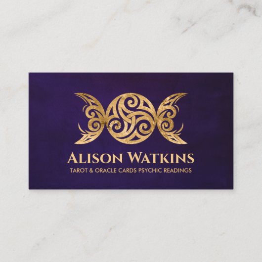 Gouden Triskele - Drievoudige Maan Visitekaartje (Voorkant)