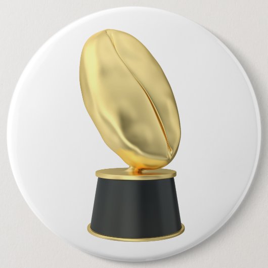 Gouden trofee met koffieboon ronde button 6,0 cm (Voorkant)