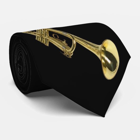 Gouden trompet op zwart stropdas (Opgerold)