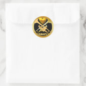GOUDEN TROMPETTEN RONDE STICKER (Tas)