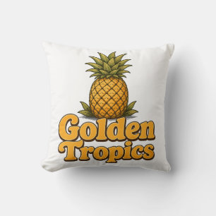 Gouden Tropen Retro Ananas Grafiek Kussen
