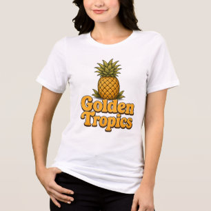 Gouden Tropen Retro Ananas Grafiek Tri-Blend Shirt