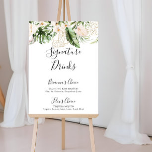 Gouden Tropisch Lofwerk Bloemrijke Signature Drank Poster