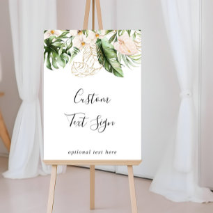 Gouden Tropisch Lofwerk Bloemstuk Aangepaste Tekst Poster