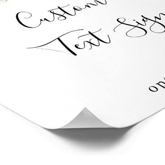 Gouden Tropisch Loof Bloem Tekstbord op Maat Poster (Hoek)