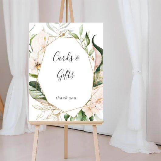 Gouden Tropisch Loof Bloemkaarten en Cadeaus Poster
