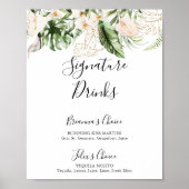 Gouden Tropisch Loof Bloemrijke Signature Dranken Poster (Voorkant)
