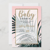 Gouden tropisch palmboom blad baby shower kaart (Voorkant)