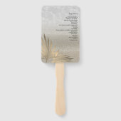 Gouden Tropisch Strand Bruiloftsprogramma Handvent Handwaaier (Achterkant)