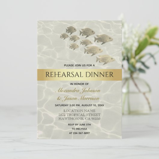 Gouden Tropisch Strand repetitie diner Kaart (Staand voorkant)