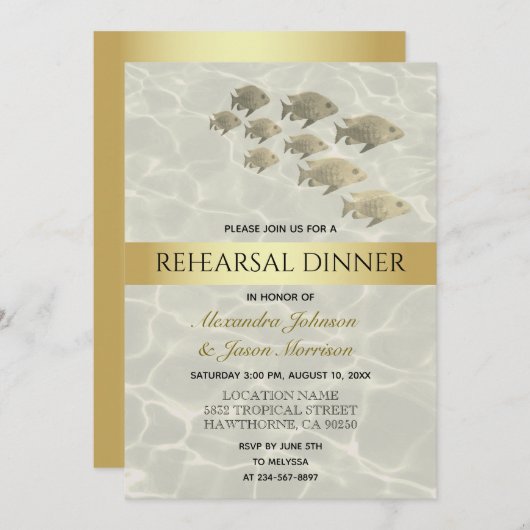 Gouden Tropisch Strand repetitie diner Kaart (Voorkant / Achterkant)