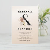 Gouden Tropische Ampersand Stoffig Roze Ombre Huwe Kaart (Staand voorkant)