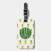 Gouden Tropische Ananas | Monogram Bagagelabel (Voorkant verticaal)