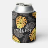 Gouden tropische bladeren blikjeskoeler (Blikje Achterkant)