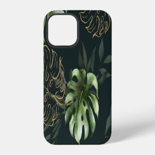 Gouden Tropische Bladeren: Donker Aquarel iPhone 12 Hoesje