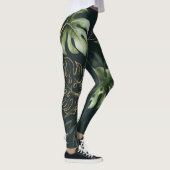 Gouden tropische bladeren: donkere Waterverf Leggings (Rechts)