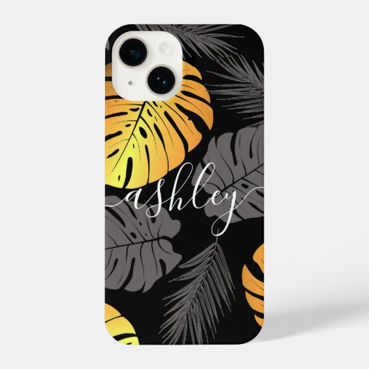 Gouden tropische bladeren iPhone hoesje (Achterkant)