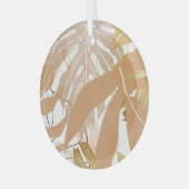 Gouden tropische bladeren: luxe achtergrond. glas ornament (Voorkant links)