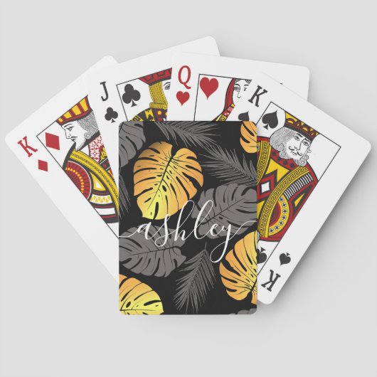 Gouden tropische bladeren pokerkaarten (Achterkant)