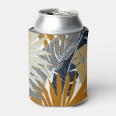 Gouden tropische bladeren silhouet blikjeskoeler (Blikje Voorkant)