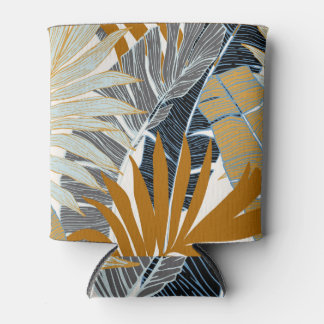 Gouden tropische bladeren silhouet blikjeskoeler