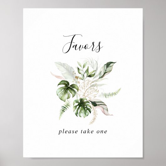 Gouden Tropische Groene Favorieten Bord Poster (Voorkant)