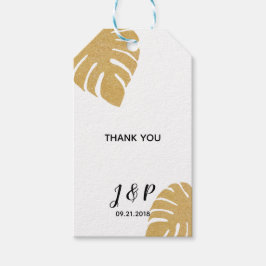 Gouden Tropische Huwelijkscadeautag Cadeaulabel